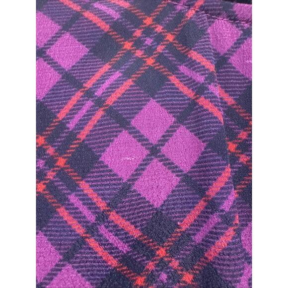 RAHL Victoria Plaid Top Women’s Size Large Purple Print Short Sleeve Blouse READ - Picture 10 of 12